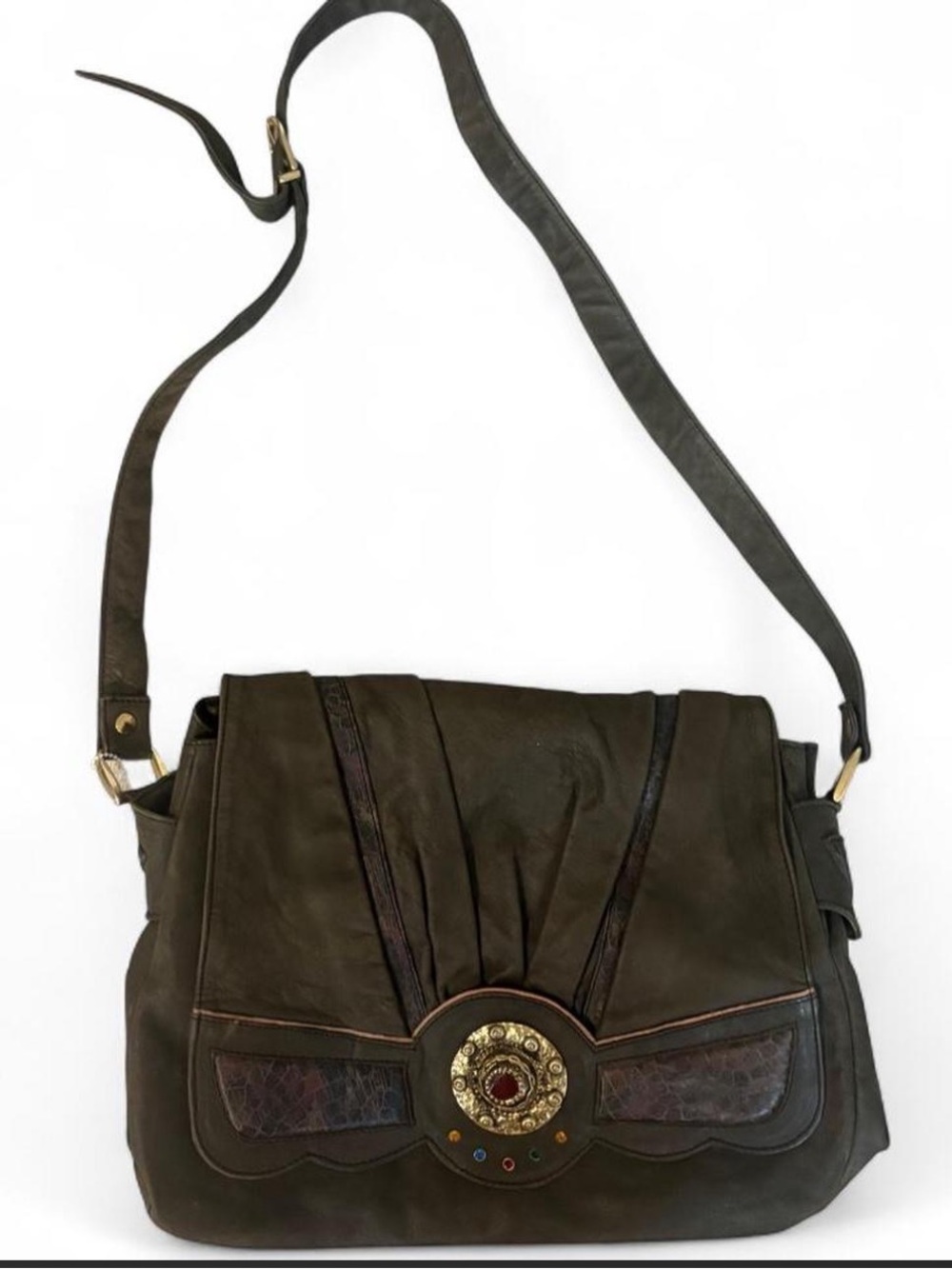 Vintage 1970s Romagnoli leather Pleated Handbag Archival Italian Leather Bag